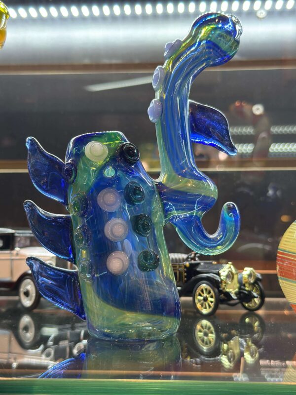 Blue Unique Shaped Water Bubbler Smoke & vape factory Texas & Houston